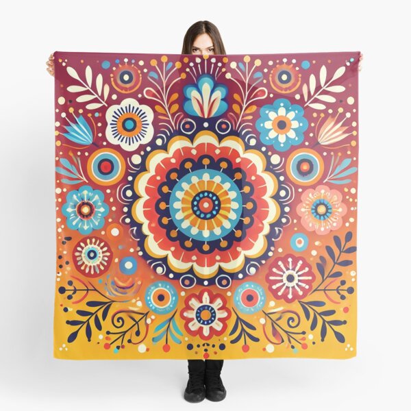 Item preview, Mandala Inspired Flowers - Scandinavian Folk Art by heidiannemorris © designed and sold by FOLK ART FUSION by heidiannemorris.