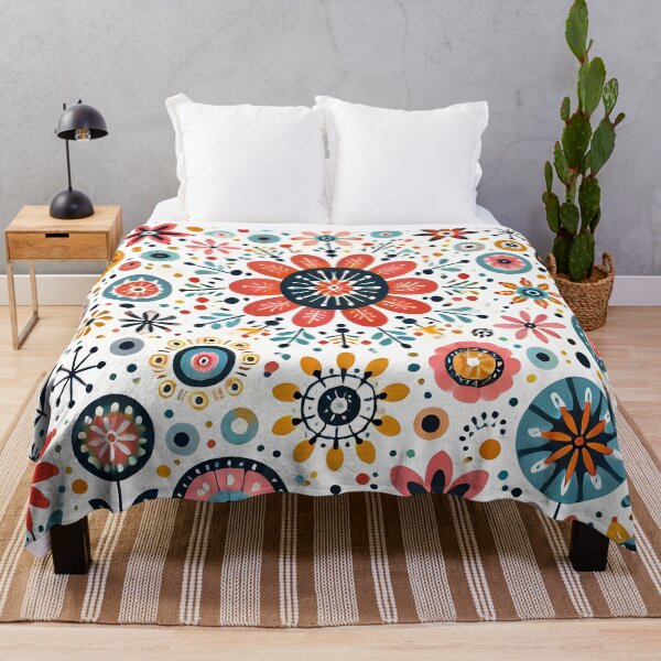 Item preview, Vibrant Folk Flower Medley - Scandinavian Folk Art by heidiannemorris © designed and sold by FOLK ART FUSION by heidiannemorris.