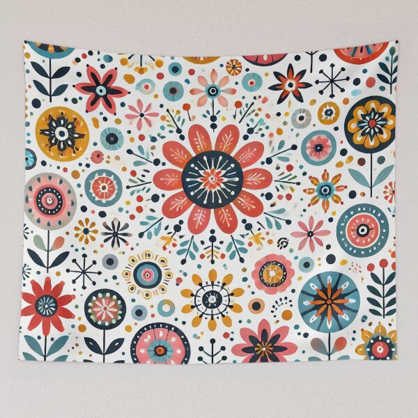 Item preview, Vibrant Folk Flower Medley - Scandinavian Folk Art by heidiannemorris © designed and sold by FOLK ART FUSION.