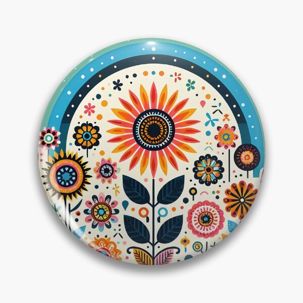 Artikelvorschau, Sunshine Rainbow Flowers - Skandinavische Volkskunst von heidiannemorris © entworfen und verkauft von FOLK ART FUSION.