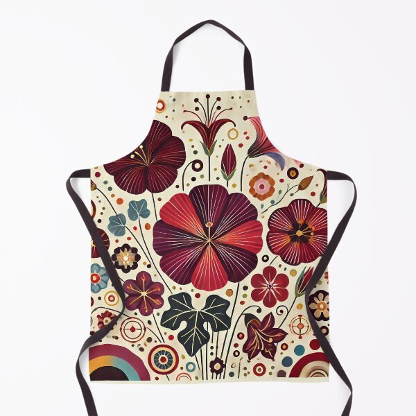 Item preview, Deep Ruby Red Floral Rhapsody - Scandinavian Folk Art by heidiannemorris © designed and sold by FOLK ART FUSION by heidiannemorris.