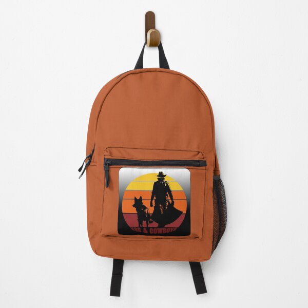 Item preview, K9s & Cowboys Retro Dog and Cowboy Silhouete against a Sunset designed and sold by AM-Storefront.