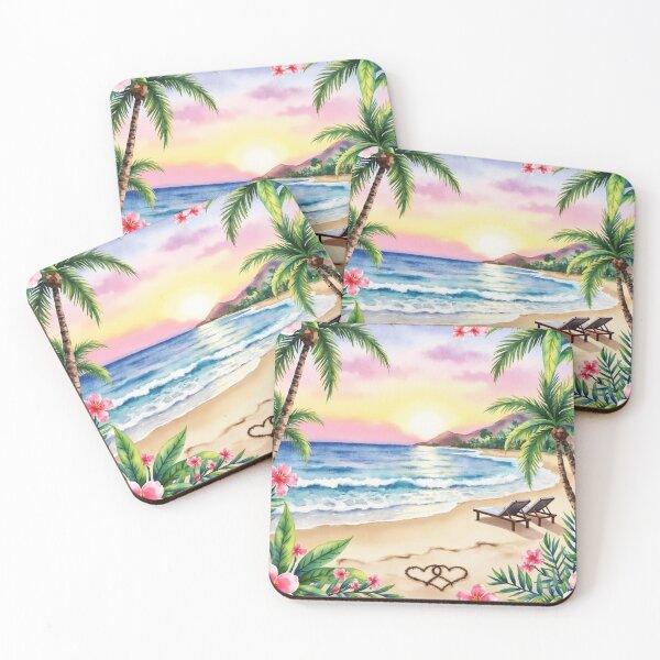 Item preview, Romantic Tropical Beach Paradise Pattern designed and sold by highvibz72.