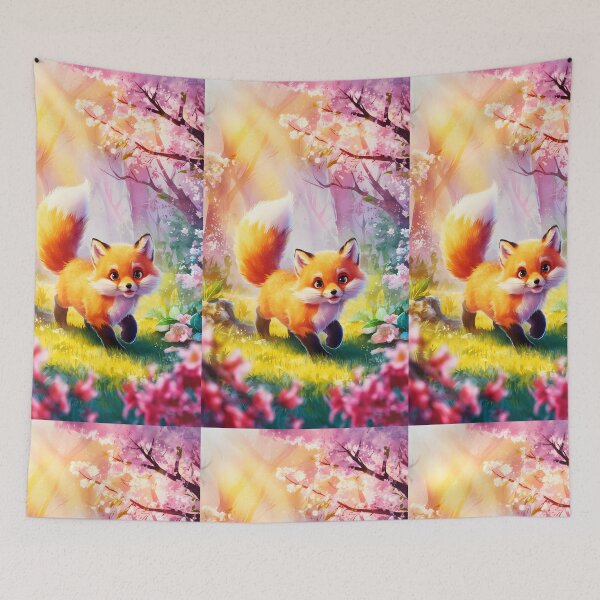 Item preview, Smiling Fox in a Blooming Sakura Forest designed and sold by EmeraldeaArt.