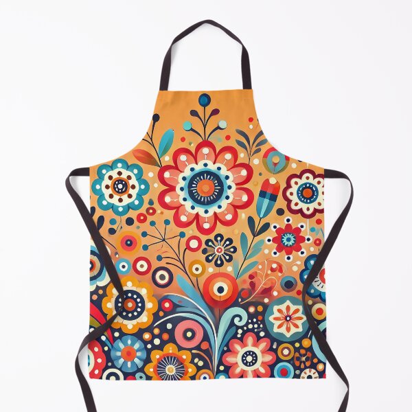 Item preview, Vibrant Orange Folk Flowers - Scandinavian Folk Art by heidiannemorris © designed and sold by FOLK ART FUSION by heidiannemorris.