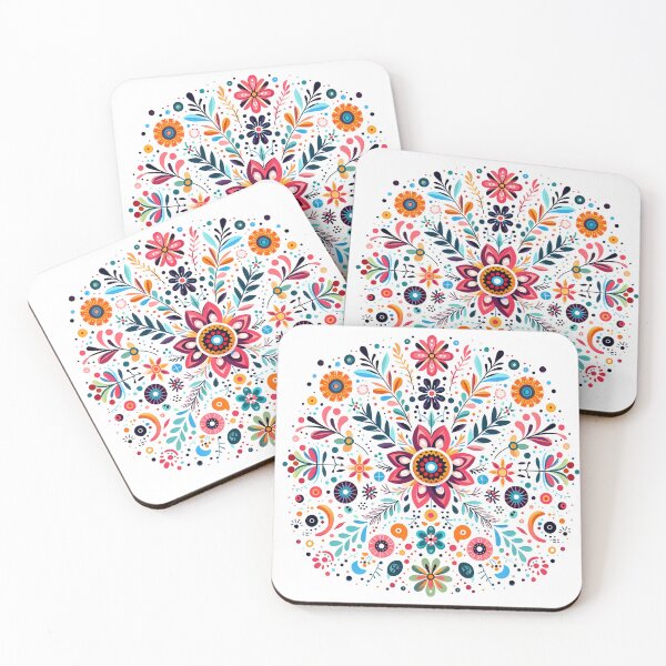 Item preview, Rainbow Flowers - Scandinavian Folk Art by heidiannemorris © designed and sold by FOLK ART FUSION.