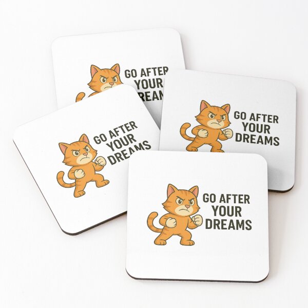 Item preview, Fierce Motivational Cat – "Go After Your Dreams" Quote designed and sold by CatMoods.