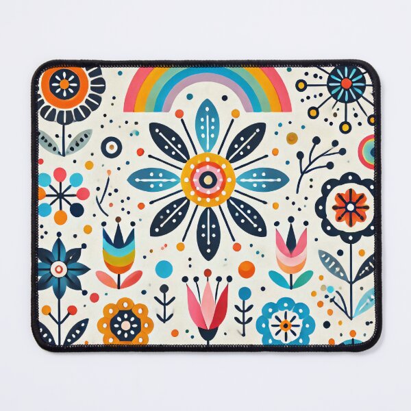 Item preview, Arching Rainbow Folk Flowers - Scandinavian Folk Art by heidiannemorris © designed and sold by FOLK ART FUSION.