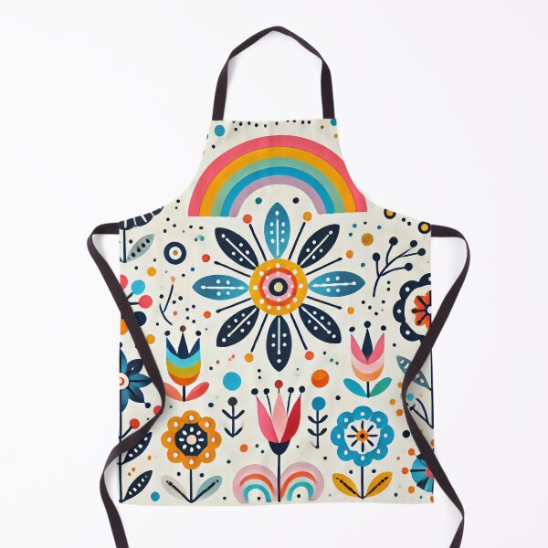 Item preview, Arching Rainbow Folk Flowers - Scandinavian Folk Art by heidiannemorris © designed and sold by FOLK ART FUSION by heidiannemorris.