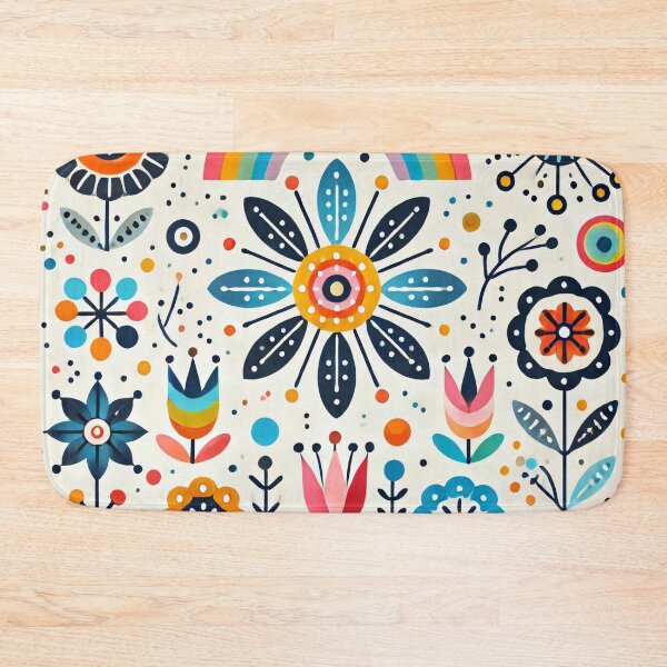 Item preview, Arching Rainbow Folk Flowers - Scandinavian Folk Art by heidiannemorris © designed and sold by FOLK ART FUSION by heidiannemorris.