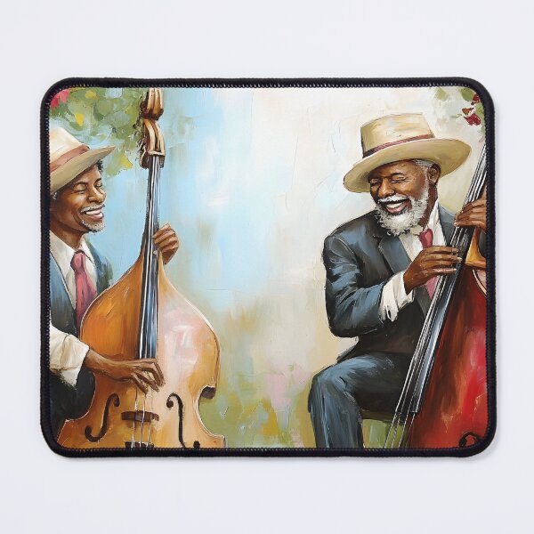 Item preview, Joyful Musicians Playing Double Bass in a Garden designed and sold by Artessie.