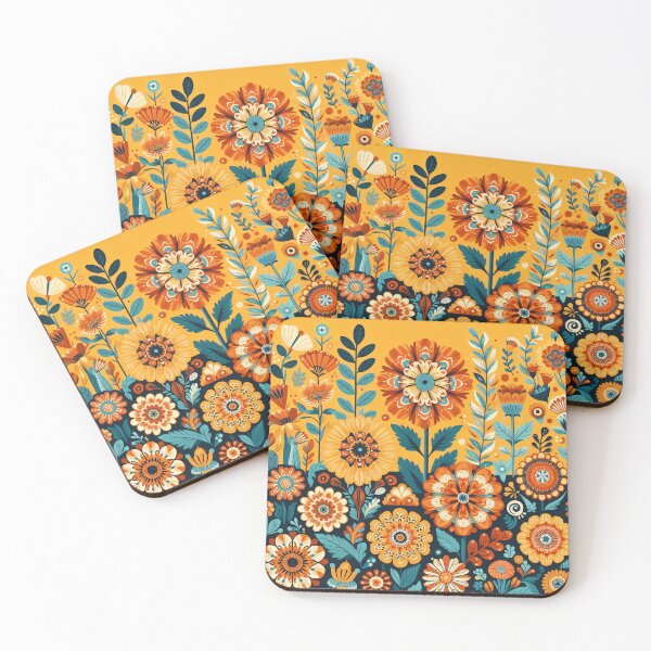 Item preview, Golden Meadow Folk Flowers - Scandinavian Folk Art by heidiannemorris © designed and sold by FOLK ART FUSION by heidiannemorris.