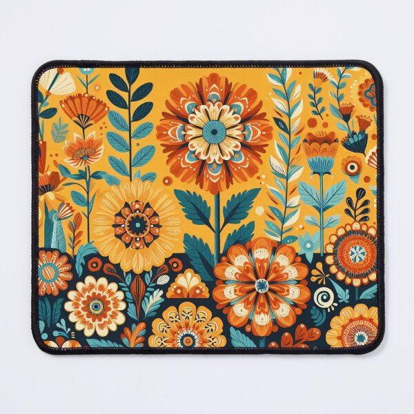 Item preview, Golden Meadow Folk Flowers - Scandinavian Folk Art by heidiannemorris © designed and sold by FOLK ART FUSION.
