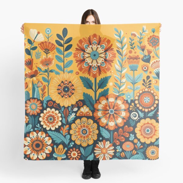 Item preview, Golden Meadow Folk Flowers - Scandinavian Folk Art by heidiannemorris © designed and sold by FOLK ART FUSION by heidiannemorris.