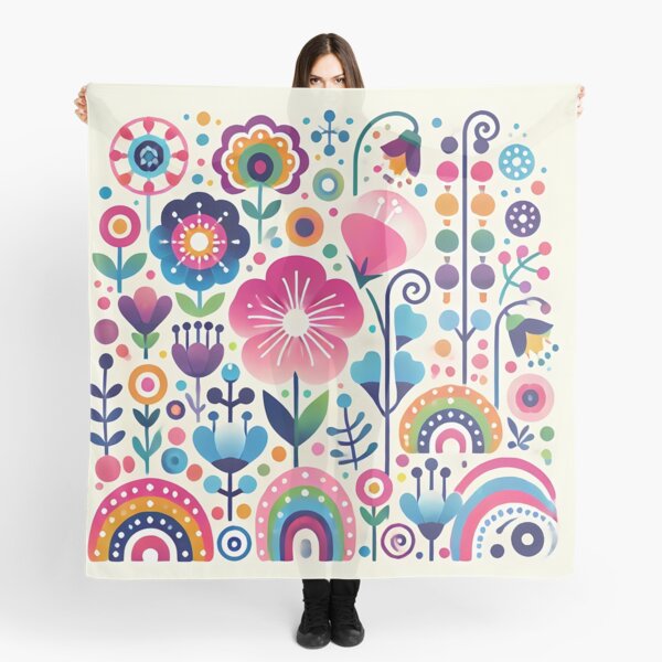 Item preview, Delicate Pink Folk Flowers - Scandinavian Folk Art by heidiannemorris © designed and sold by FOLK ART FUSION by heidiannemorris.