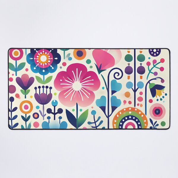 Item preview, Delicate Pink Folk Flowers - Scandinavian Folk Art by heidiannemorris © designed and sold by FOLK ART FUSION.