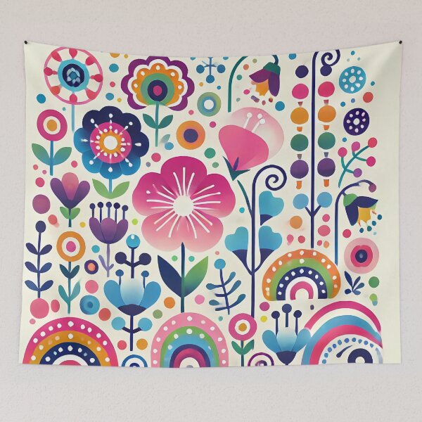 Artikelvorschau, Zarte rosa Volksblumen - Skandinavische Volkskunst von heidiannemorris © entworfen und verkauft von FOLK ART FUSION by heidiannemorris.