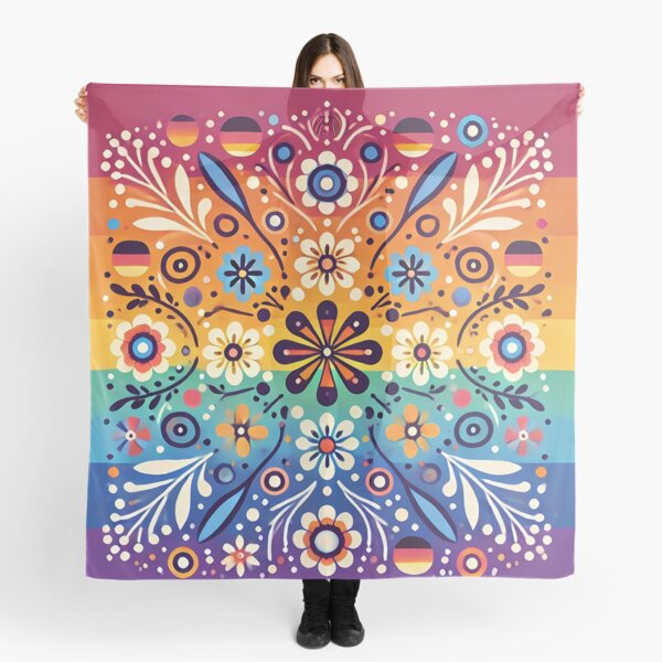 Item preview, Intricate Rainbow Folk Flowers - Scandinavian Folk Art by heidiannemorris © designed and sold by FOLK ART FUSION by heidiannemorris.
