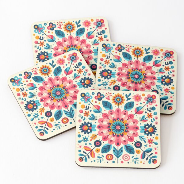 Item preview, Mandala Inspired Flowers - Scandinavian Folk Art by heidiannemorris © designed and sold by FOLK ART FUSION by heidiannemorris.