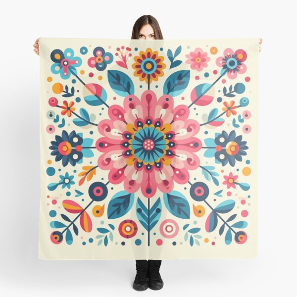 Item preview, Mandala Inspired Flowers - Scandinavian Folk Art by heidiannemorris © designed and sold by FOLK ART FUSION by heidiannemorris.
