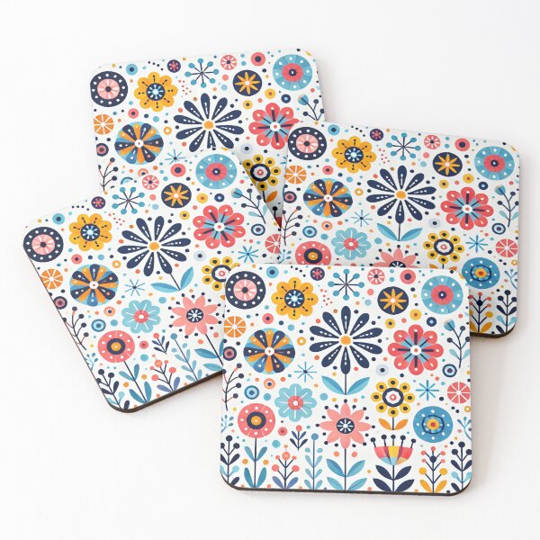 Artikelvorschau, Zarte rosa und blaue Volksblumen - Skandinavische Volkskunst von heidiannemorris © entworfen und verkauft von FOLK ART FUSION by heidiannemorris.