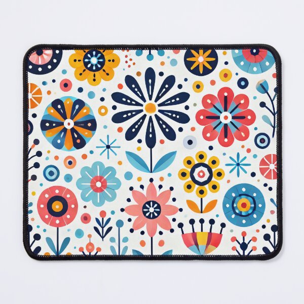 Item preview, Delicate Pink and Blue Folk Flowers - Scandinavian Folk Art by heidiannemorris © designed and sold by FOLK ART FUSION.