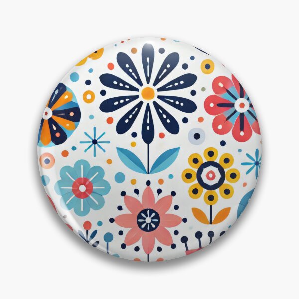 Artikelvorschau, Zarte rosa und blaue Volksblumen - Skandinavische Volkskunst von heidiannemorris © entworfen und verkauft von FOLK ART FUSION.