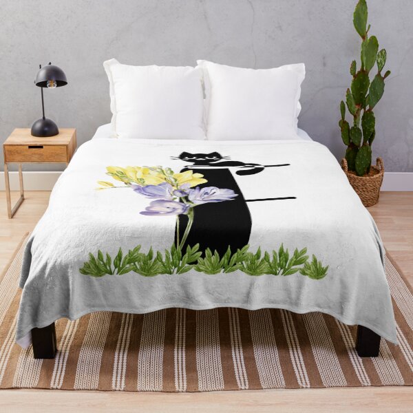 Item preview, Letter F Cat Art with Freesia designed and sold by NoveltyNookShop.
