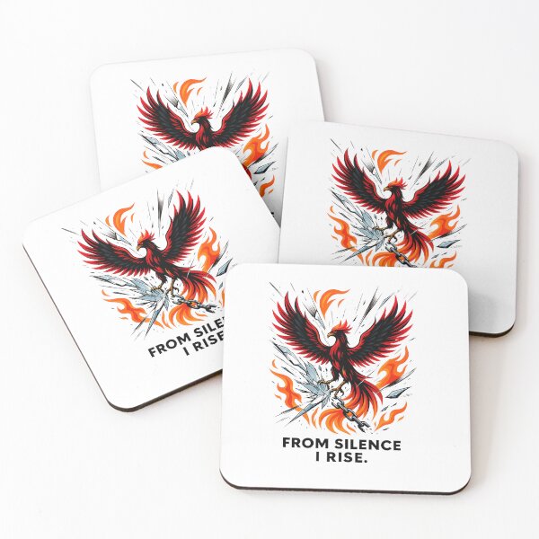 Item preview, Phoenix Rising from Silence – Fire and Chains Symbolic Art designed and sold by JenniferCreaArte .