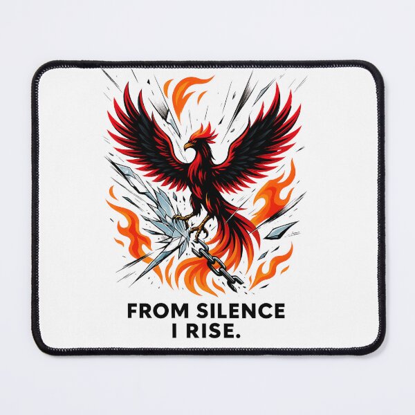 Item preview, Phoenix Rising from Silence – Fire and Chains Symbolic Art designed and sold by JenniferCreaArte .