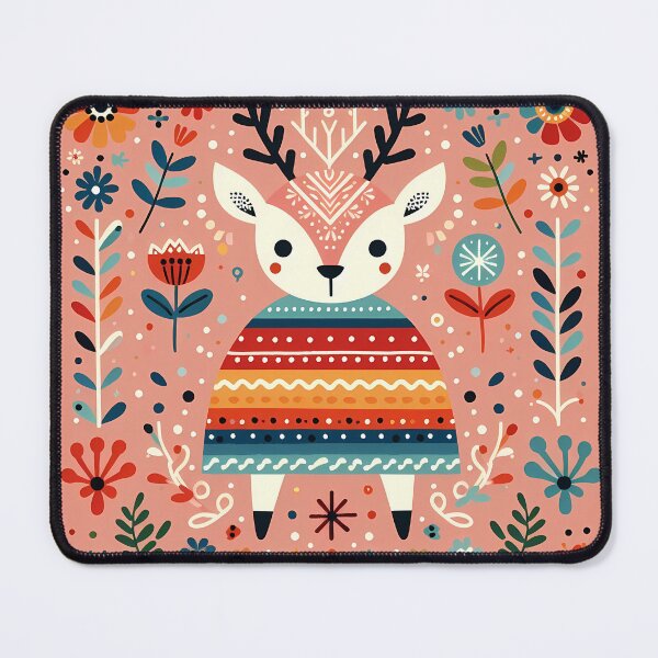 Item preview, Colorful Folk Reindeer with Flowers - Scandinavian Folk Art by heidiannemorris © designed and sold by FOLK ART FUSION by heidiannemorris.