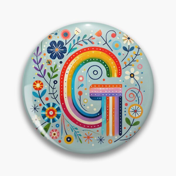 Item preview, Rainbow Letter G with Folk Flowers - Scandinavian Folk Art by heidiannemorris © designed and sold by FOLK ART FUSION by heidiannemorris.