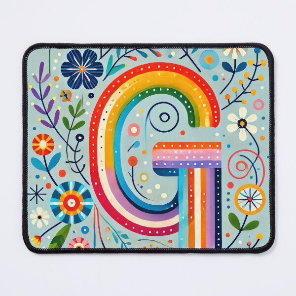 Item preview, Rainbow Letter G with Folk Flowers - Scandinavian Folk Art by heidiannemorris © designed and sold by FOLK ART FUSION by heidiannemorris.