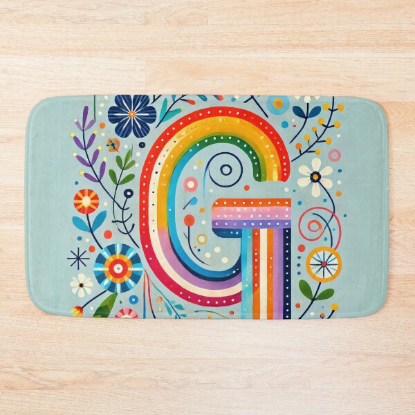 Item preview, Rainbow Letter G with Folk Flowers - Scandinavian Folk Art by heidiannemorris © designed and sold by FOLK ART FUSION by heidiannemorris.