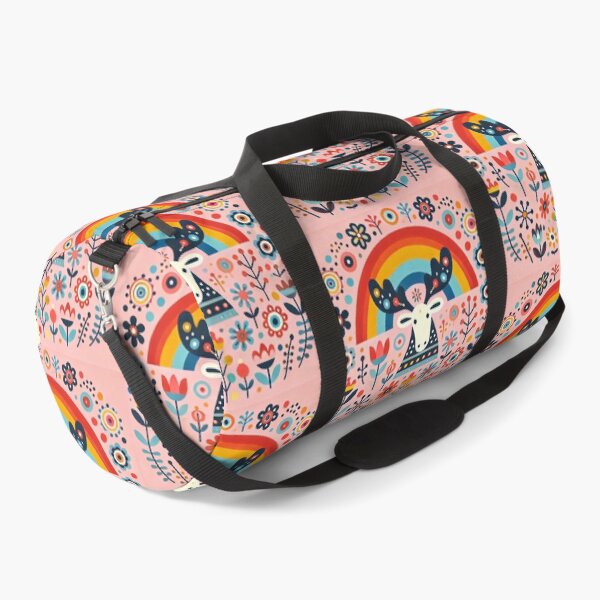 Item preview, Rainbow Moose with Flowers - Scandinavian Folk Art by heidiannemorris © designed and sold by FOLK ART FUSION by heidiannemorris.