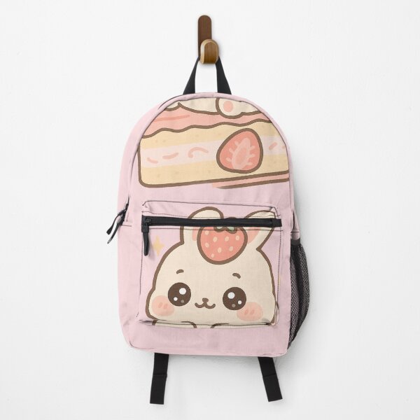 Item preview, A chubby kawaii bunny sitting inside a strawberry cake designed and sold by mokato.