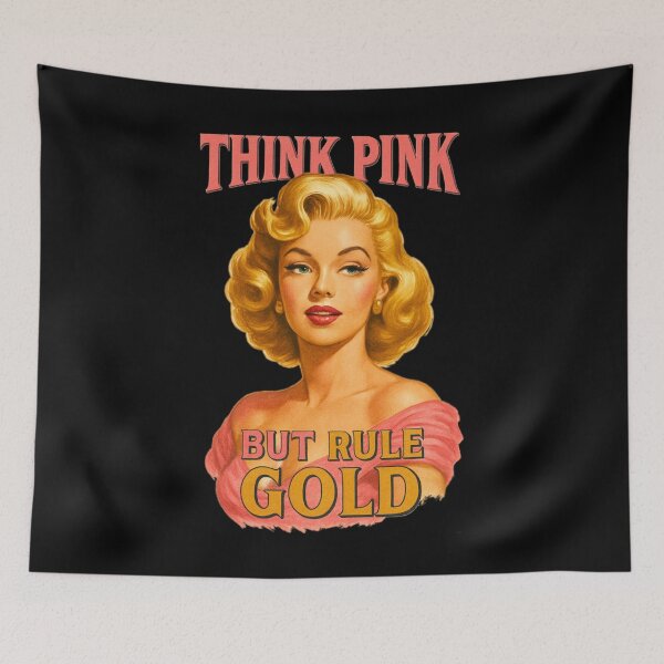 Item preview, Think Pink But Rule Gold – Retro Glam Power Statement designed and sold by Neonyx2020.