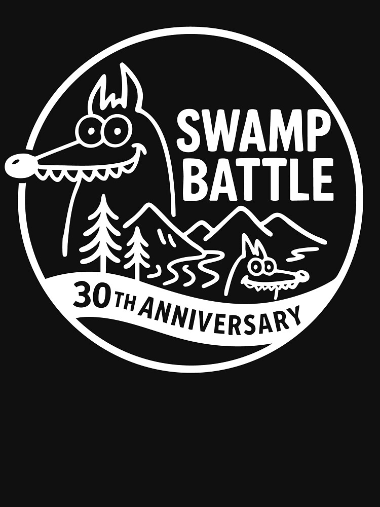Thumbnail 7 of 7, Active T-Shirt, Swamp Battle - White designed and sold by MrFunGnome.