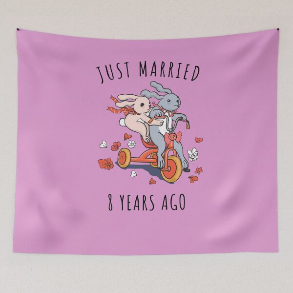 Item preview, Just Married 8 Years Ago - 8th Anniversary Couple Bunnies Tee, Phone Cases And Other Gifts designed and sold by MemWear.