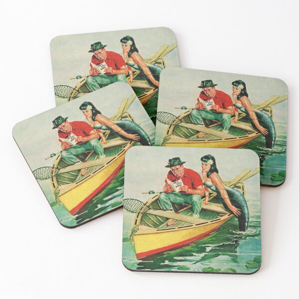 Item preview, Mermaid Fisherman Romantic Art Fishing Boat designed and sold by Retroaugogo.