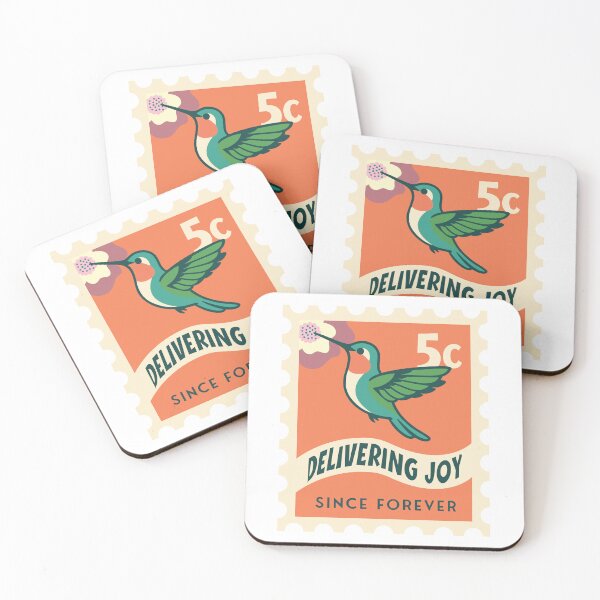 Item preview, “Delivering Joy Since Forever” – Hummingbird Postage Stamp Sticker designed and sold by Loah Design.