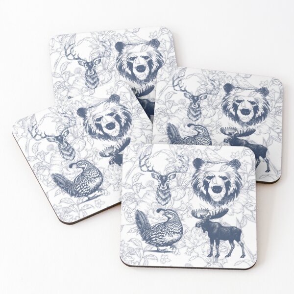 Item preview, Sabrina Farmer Art - Blue Toile Woodland Animals - Wildlife at Home  designed and sold by sabrinart42.