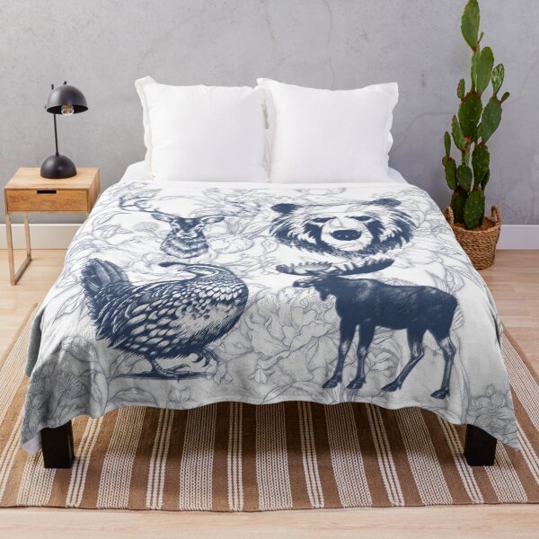 Item preview, Sabrina Farmer Art - Blue Toile Woodland Animals - Wildlife at Home designed and sold by sabrinart42.