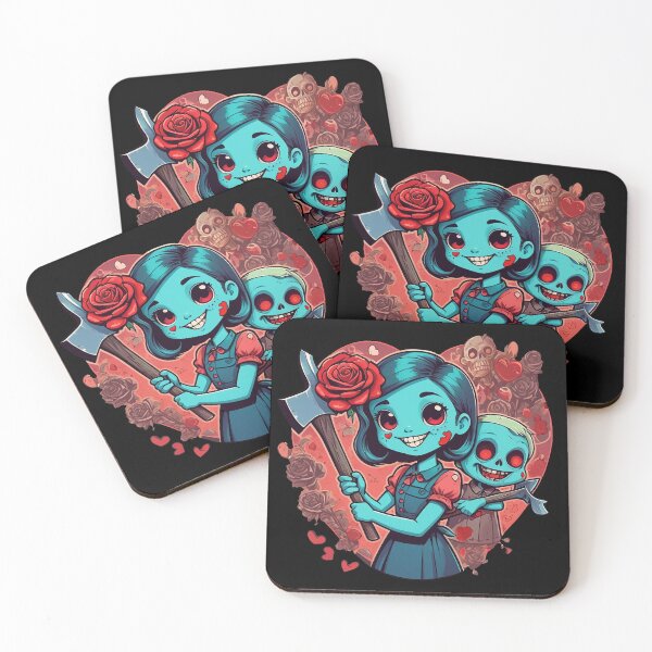 Item preview, Brainy Love – Kawaii Zombie Couple in Vintage Comic Style designed and sold by TheArtOfChaa.