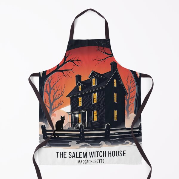 Item preview, Salem Witch House Sunset – Retro Flat 2D Vector Illustration | Massachusetts Historic Halloween Art designed and sold by LoliDesignShop.