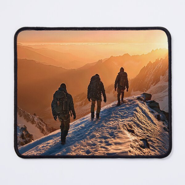 Item preview, Majestic Sunset Illuminates Mountaineers Trekking Through Snowy Peaks designed and sold by jecphotography and art.
