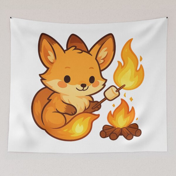 Item preview, Kawaii Fire Fox – Cute Elemental Flame Sticker designed and sold by Tenpercentluck.