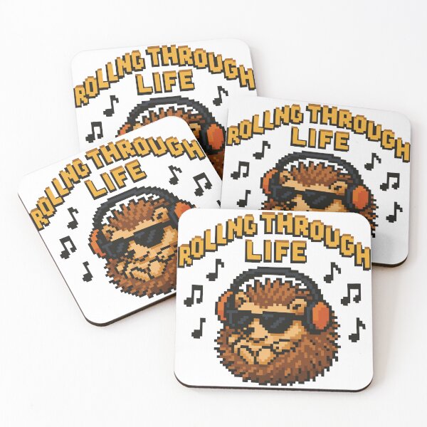 Item preview, Rolling Through Life – Cool Hedgehog Pixel Music Vibes designed and sold by NaturePixel.
