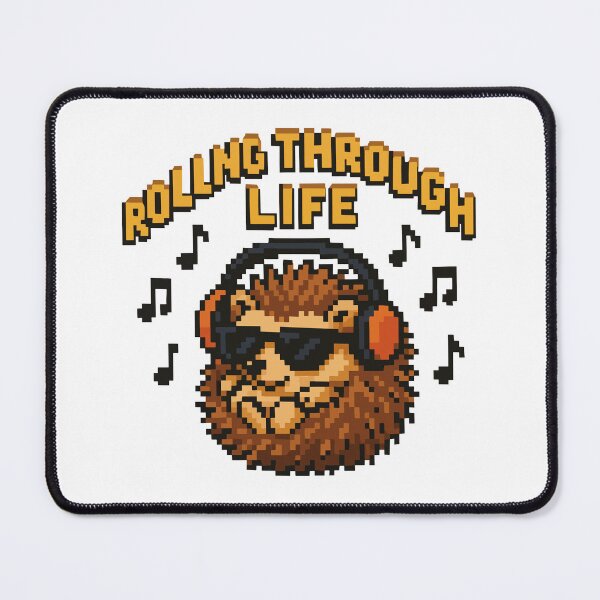 Item preview, Rolling Through Life – Cool Hedgehog Pixel Music Vibes designed and sold by NaturePixel.
