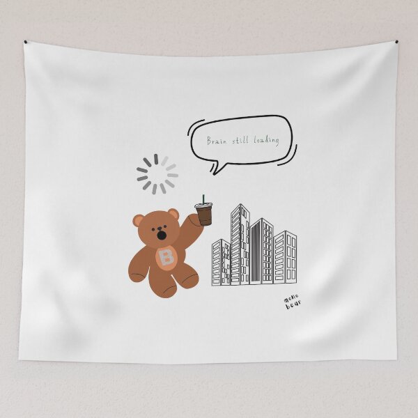 Item preview, Brain Still Loading – Cute Coffee Bear Office Mood ( White / Transparent ) designed and sold by mintmono-studio.
